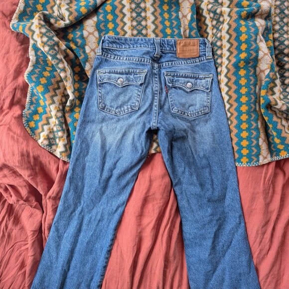 Levi's Y2K Style Blue Jeans Button Pockets Super Low Rise Bella Swan S 25 26 - Picture 5 of 13